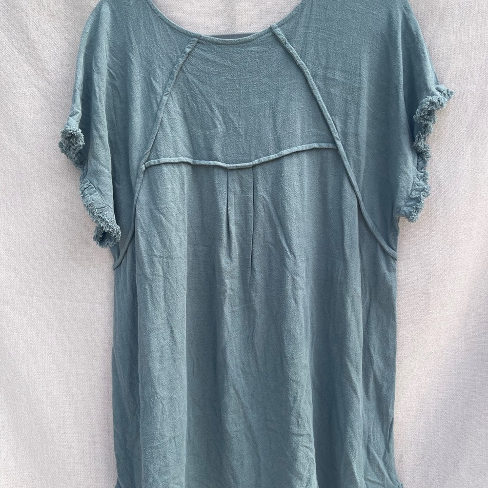 Frayed Hem jade Tunic Top, Umgee tunic top - Picture 6 of 9